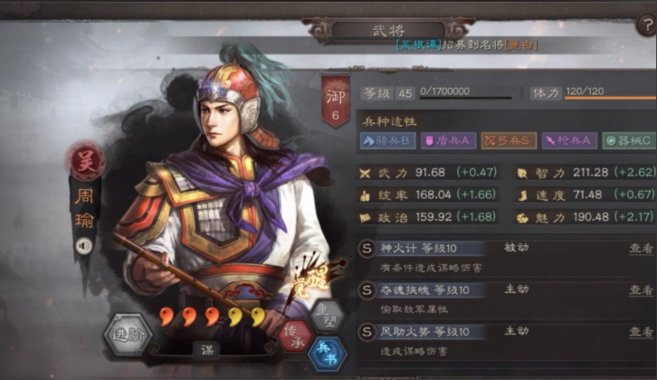 三国志战略版周瑜肉弓什么档次